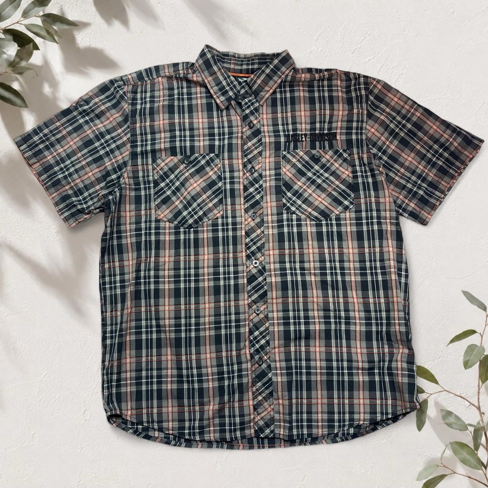 Harley-Davidson Plaid Performance Short Sleeve Biker Shirt XL 96534-13VM Black